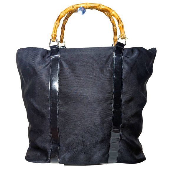 Gucci Large Black Nylon Bamboo Zip Tote Bag 002-2058-0412-5 - Picture 2 of 14